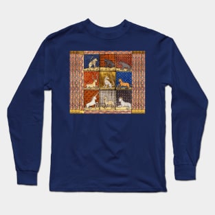 MEDIEVAL BESTIARY FANTASTIC ANIMALS IN GOLD RED BLUE COLORS Long Sleeve T-Shirt